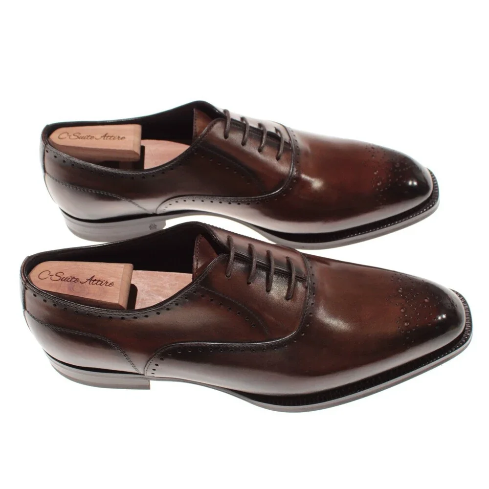 Di Bianco NWB Oxford Dress Shoes Size 42 (US 9) in Brown Leather Made in Italy